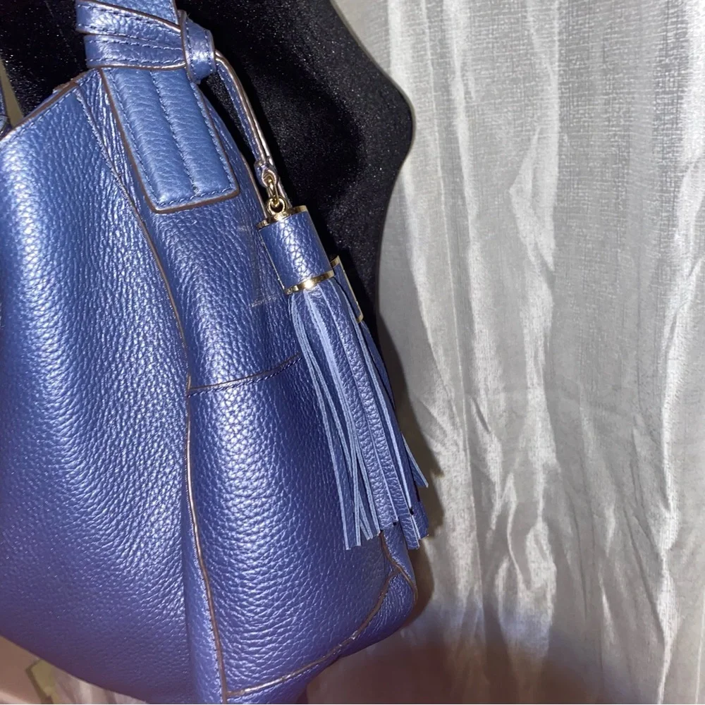 Michael Kors Navy Pebbled Leather Hobo with Tassel